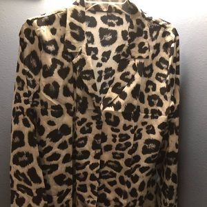 Women's Button Down Blouse Cheetah Print